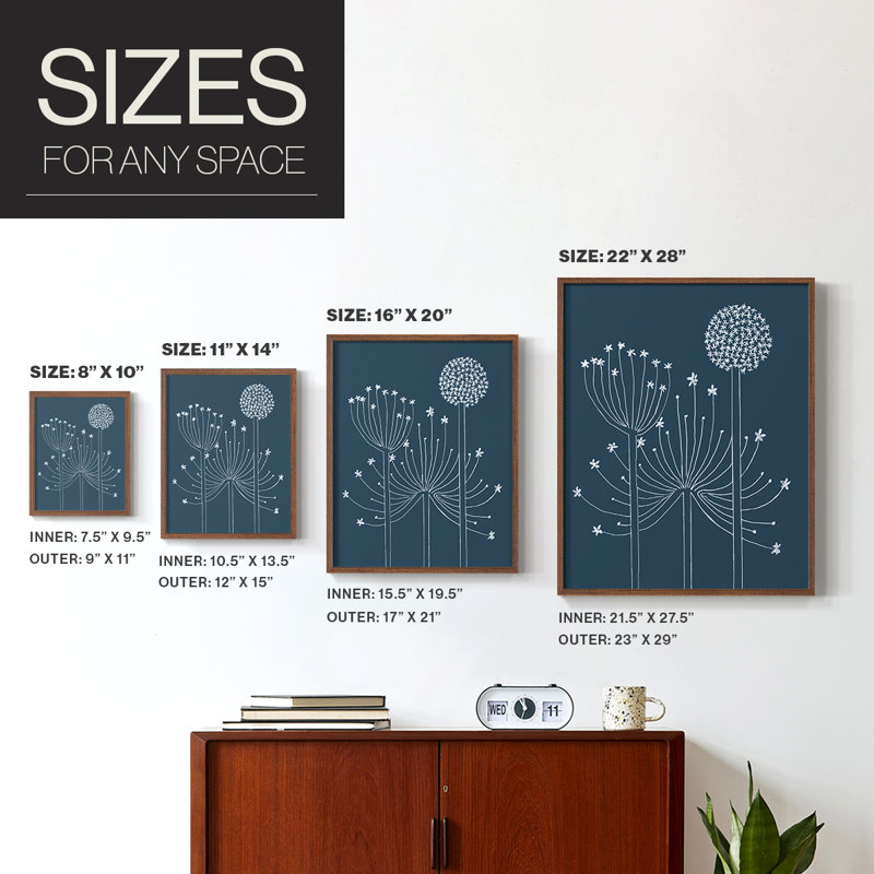 Impression graphique encadrée Alliums II - bois massif, H 15 po x l 12 po, Noyer