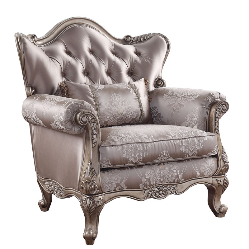 Chaise Jayceon en tissu et finition champagne avec coussin