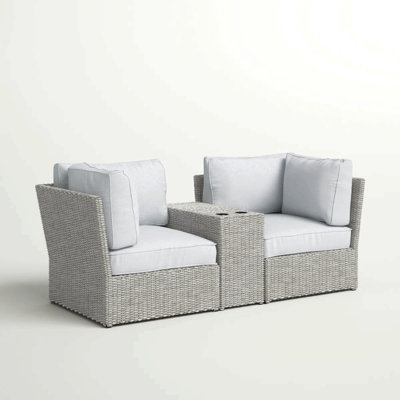 Fully Assembled 2-Person Wicker Patio Sofa Seating Group With Cushions