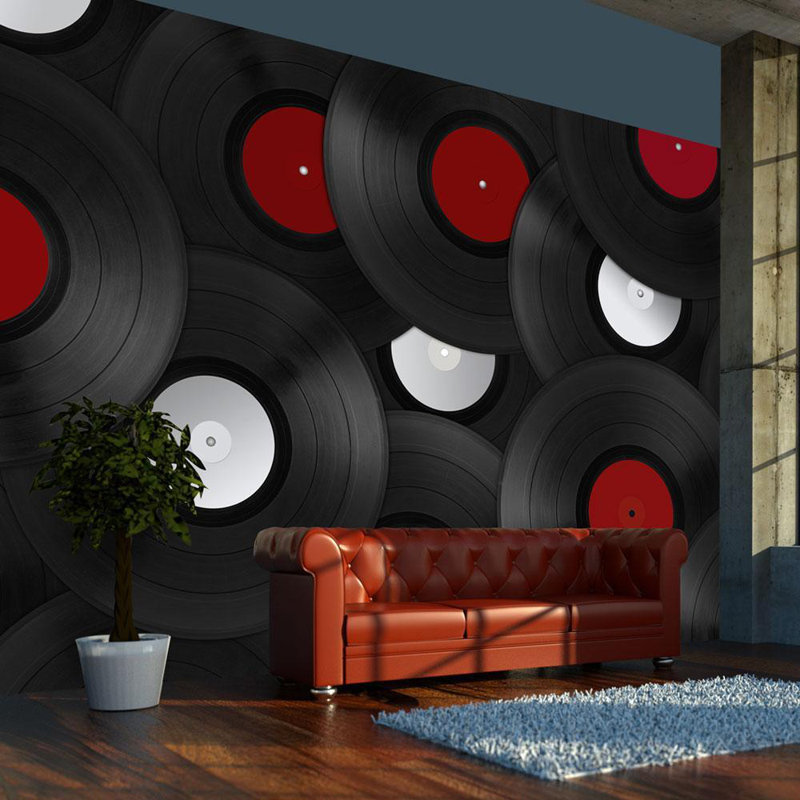Murale rétro en vinyle non encollé, L 106 po x l 137 po