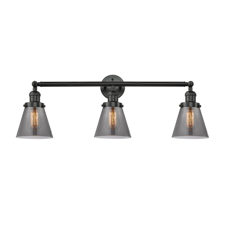 Andrews 3 - Light Dimmable Vanity Light, Smoked, Brushed Satin Nickel, 6 Watt Vinage LED Bulb