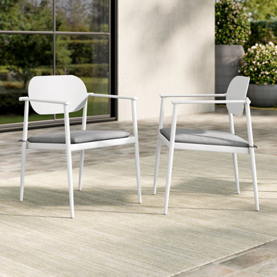 Aeris Stackable Outdoor Patio Aluminum Dining Armchair Set Of 2 by Modway