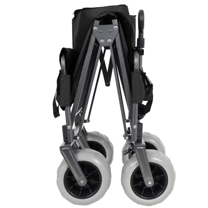 Chariot pliant avec banquette et chariot utilitaire pliable 3 en 1 avec pneus de plage tout-terrain d'une capacité de 500 lb