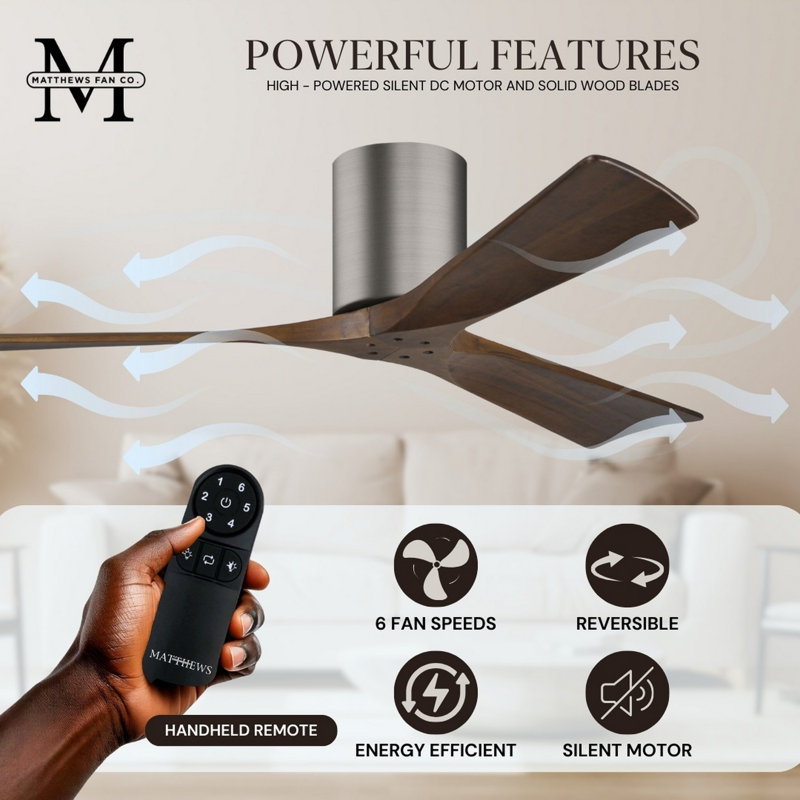 Irene Ceiling Fan, Brushed Pewter, 52", Walnut Tone