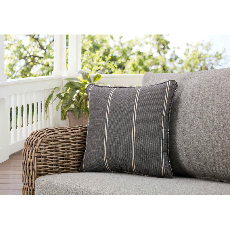 Sunbrella Gray Striped Square Outdoor Decorative Pillows, Set of 2