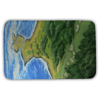 Golf course on the coast Bath Mat with Non-Slip Backing - Quick Dry Memory Foam Bathroom Rug - Absorbent - Modern Plush Spa-Style - Machine Washable