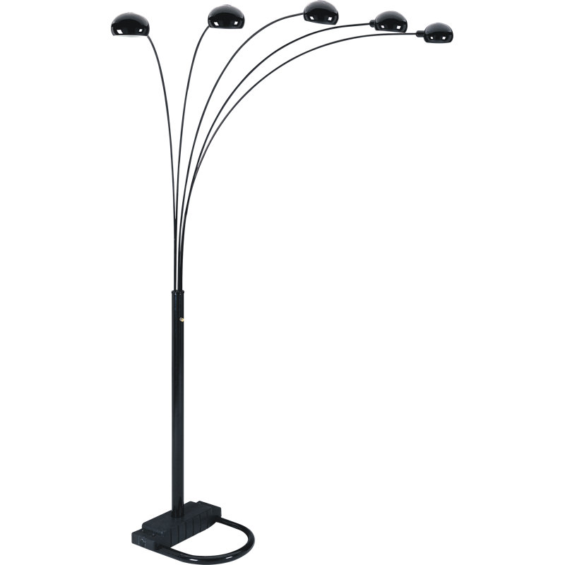 Lampe sur pied 84 po à 5 têtes - Solution d'éclairage audacieuse et polyvalente, Noir, noir, noir, noir