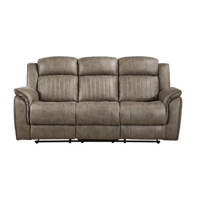 85"" Round Arm Reclining Sofa with Reversible Cushions -  Red Barrel Studio®, FC0077FC2589432CABF5CF00E114C4A1