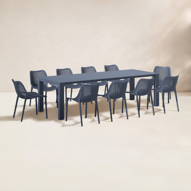 Ensemble de salle à manger extensible 11 pièces Farrah, Gris foncé