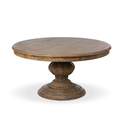 Round Pine Extendable Pedestal Dining Table