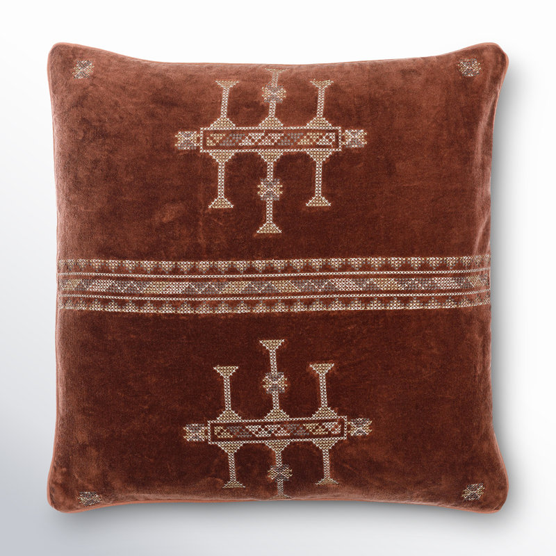 Coussin en coton Veola, 22 po x 22 po, Housse de coussin seulement - sans coussin, Prune foncée