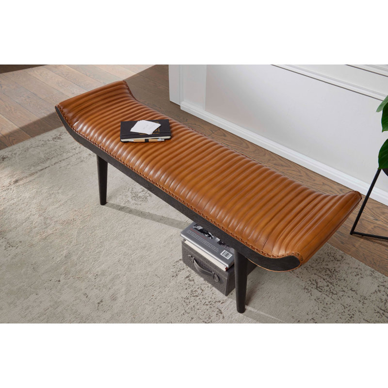 Areli 100% Leather Upholstered Bench