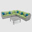 Cannes 6 Piece Corner Sectional and Conversation Table Seating Group with Cushions-1974868868