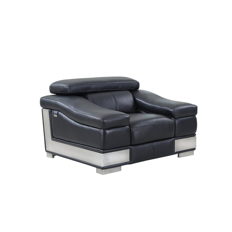 Chaise en cuir italien à grain supérieur, Noir
