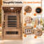 Sauna infrarouge lointain à faible champ électromagnétique pour une personne, sauna de 1760 W avec 6 éléments chauffants, luminothérapie 7 couleurs et bois massif de qualité supérieure, pour une détente et un bien-être optimaux.