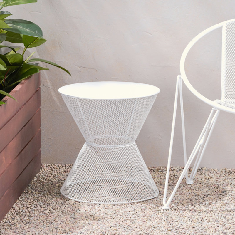 Table d'appoint en fer Yoshida, Blanc mat