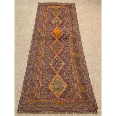 Tapis de couloir rétro, tapis kilim en laine tissé à la main 2,4 x 5,11 pi, tapis kilim Mashwani antique, tapis oriental, tapis géométrique, tapis de couloir