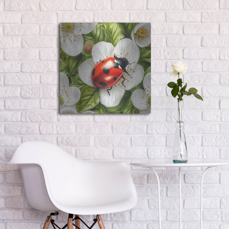 Art mural en métal luxueux «Ladybug Spring 1» par Momart, H 24 po x l 24 po
