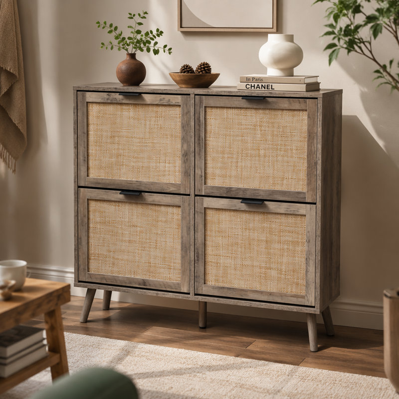 Range-chaussures 4 portes, armoire de rangement pour chaussures autoportante moderne