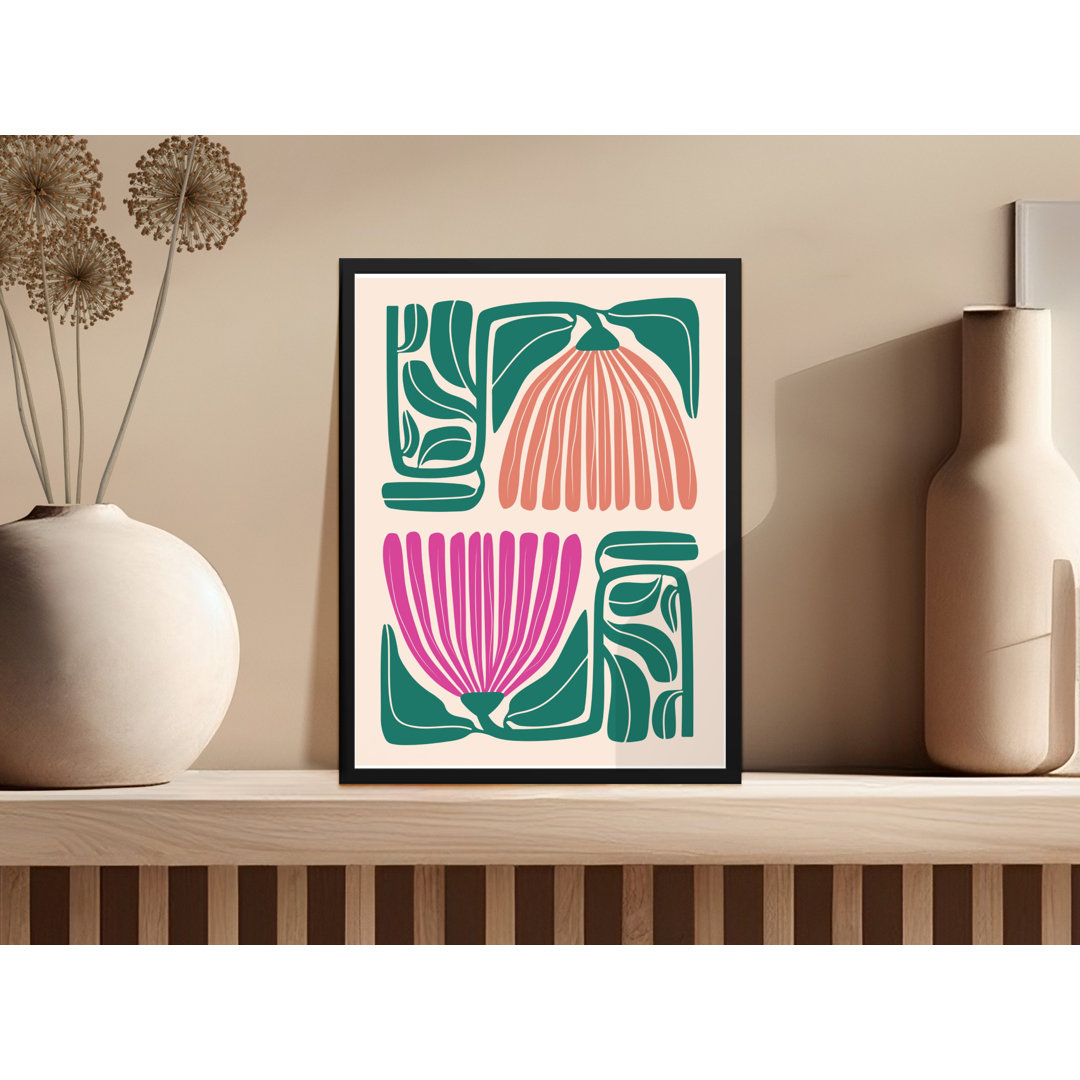Abstract Flowers Art Wall Decor Botanical Style Framed Poster
