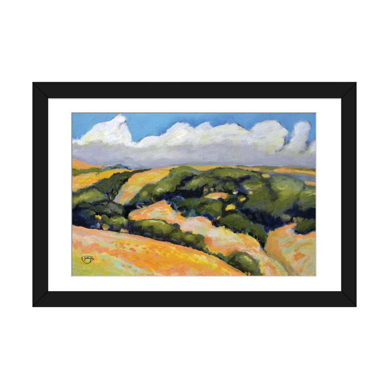 « clouds on summer hills », reproduction sur toile, Papier d'art encadré noir, H 16 po x l 24 po x P 1 po