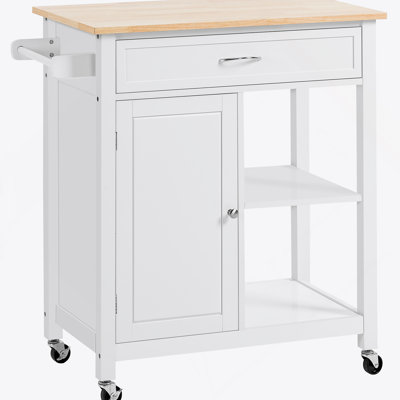 Kitchen Island Cart, Rolling Kitchen Island With Storage, Solid Wood Top, Drawer, For Dining Room