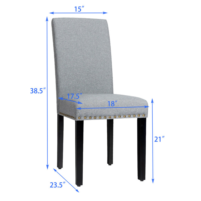 Chaises de salle à manger rembourrées avec clous Avajane, Gris clair
