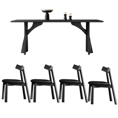 Table de salle à manger rétro avec plaque de roche Wabi-Sabi