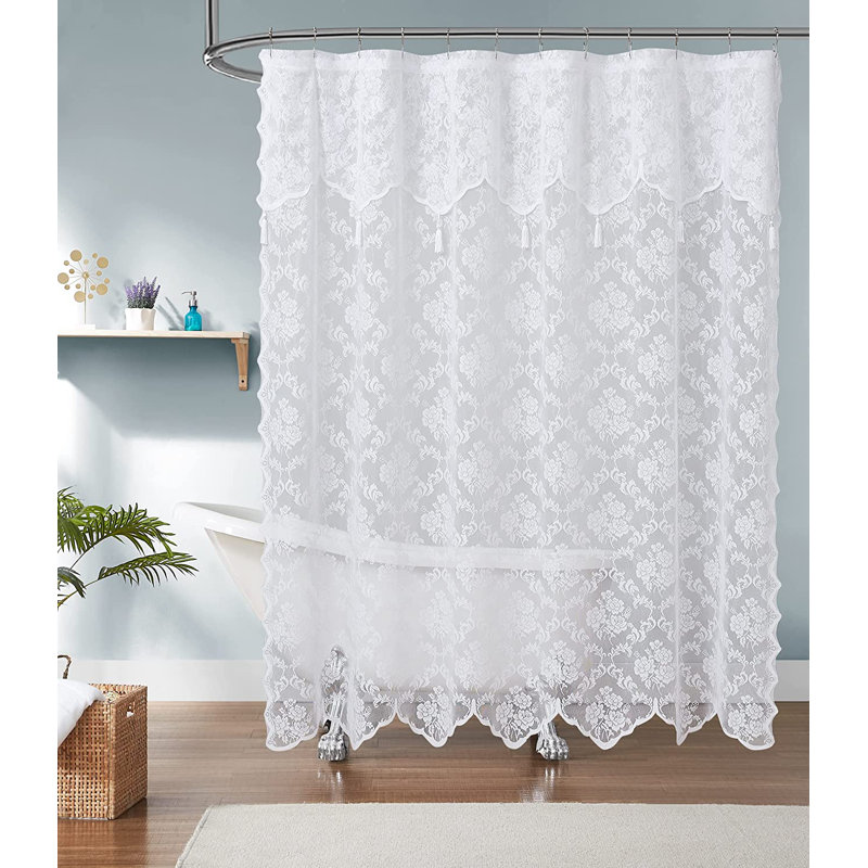 Braina Floral Shower Curtain, 72" H x 72" W, White