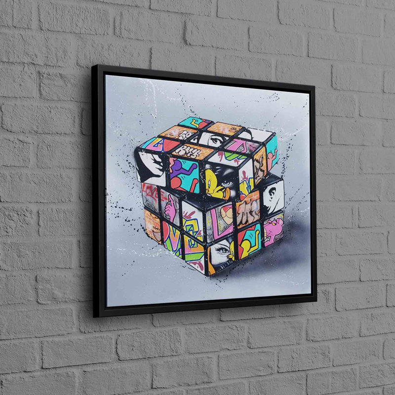 Print on Canvas, Black, 20 cm H x 20 cm W, Framed Print without Mat