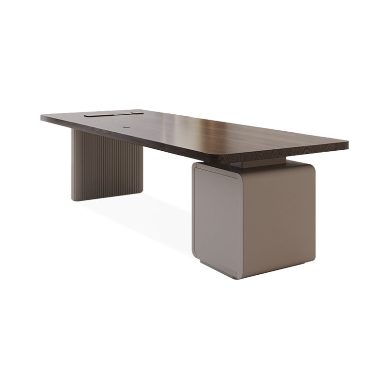 Bureau rectangulaire en bois massif brun noisette + blanc, H 29,53 po x l 78,74 po x P 31,5 po, Retour à gauche
