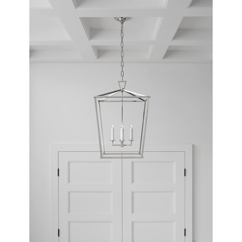 Chapman & Myers Darlana Lantern, 18" H x 12.5" W x 12.5" D, Polished Nickel