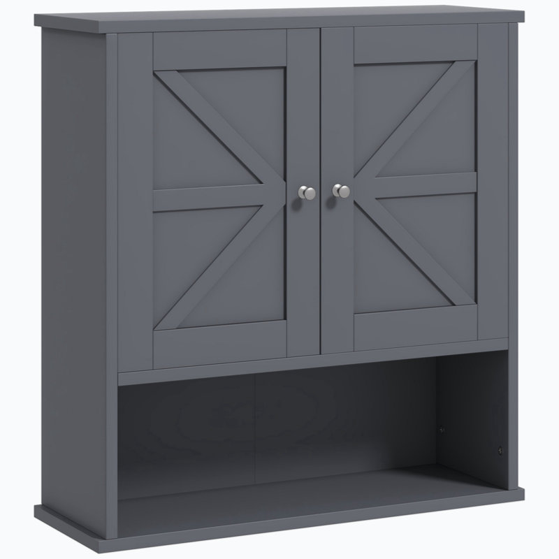 Armoire à pharmacie murale Damyla avec tablette ouverte et tablette réglable, Gris