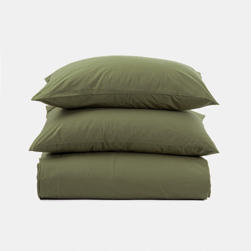 Housse de couette SENSA, CHAMBRAY, ensemble, Housse de couette très grand et 2 taies, Vert