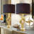 23"  Modern Double Head Gold Table Lamp with USB Charging Ports Dual-Layer Marble Base (set of 2)