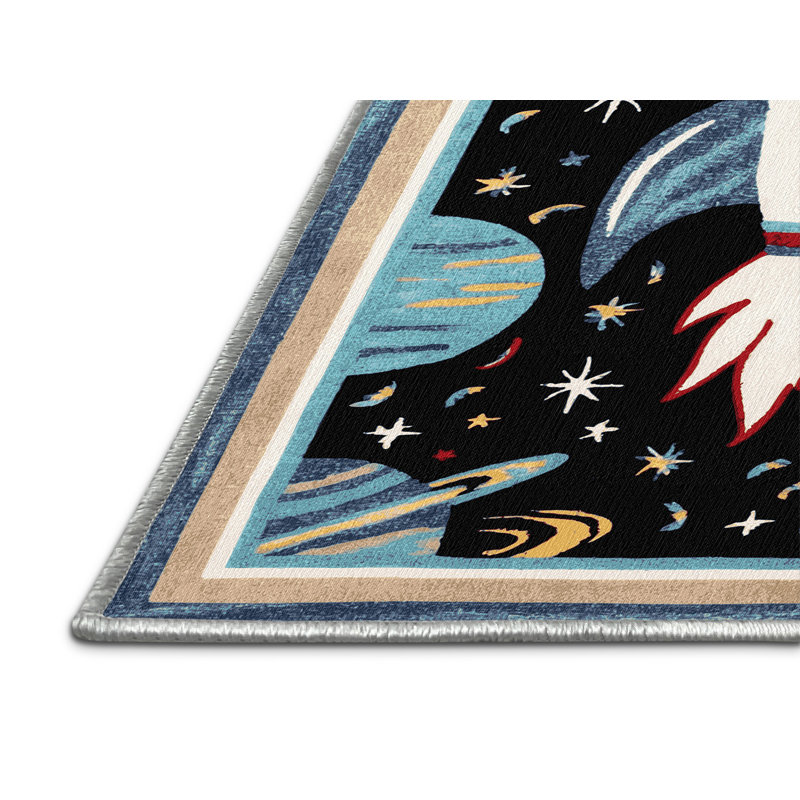 Machine Washable Space Beige Area Rug, Rectangle 8' x 12'