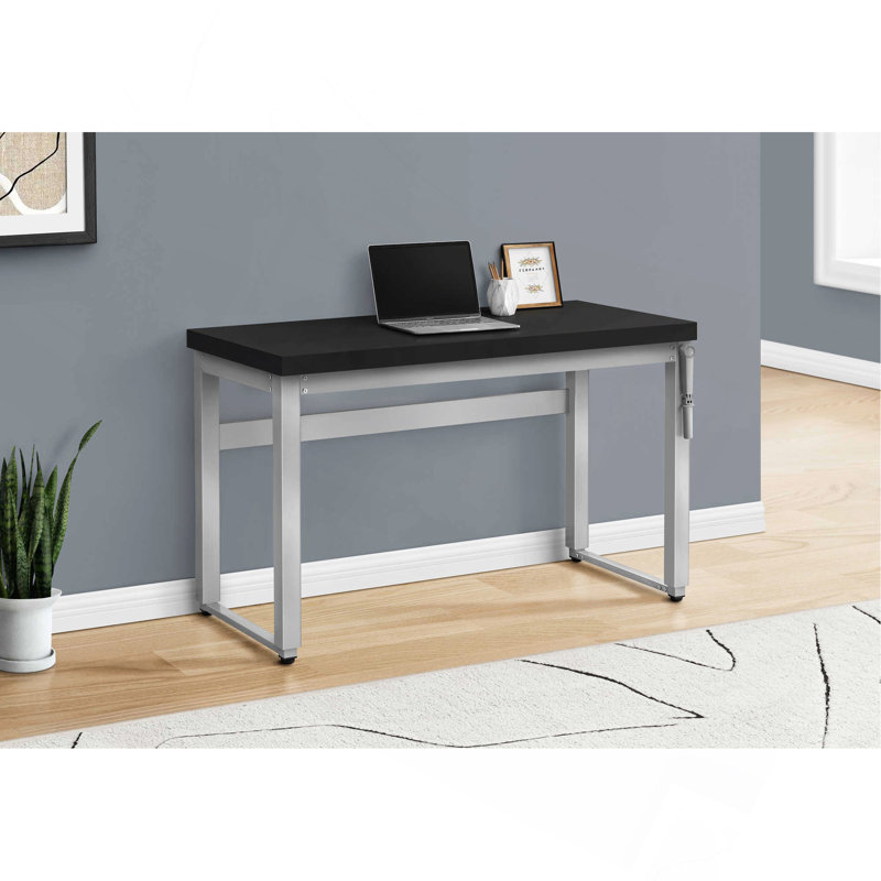 Bureau d'ordinateur à hauteur réglable avec pieds en métal Lovy H 29,25 po x l 46,98 po x P 23,56 po Lovy, Noir / argenté