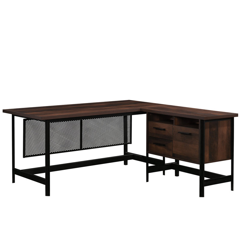 Bureau en L, finition brune