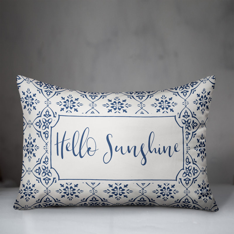 Geometric Outdoor Reversible Throw Pillow, Blue