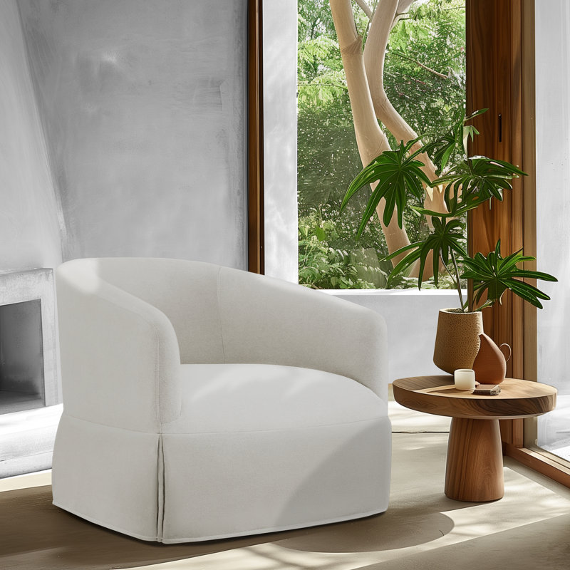 Fauteuil pivotant avec housse, Polyester crème