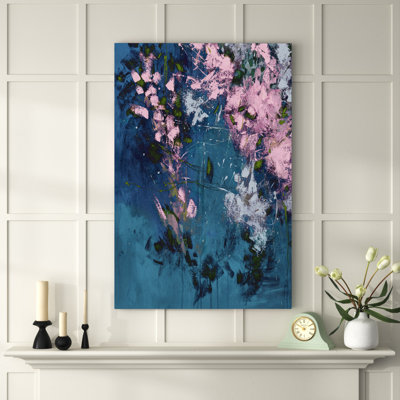 " Emerald And Pink Abstract " Painting Print