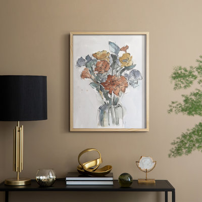 Watercolor Floral Arrangement I Framed Print - Solid Wood