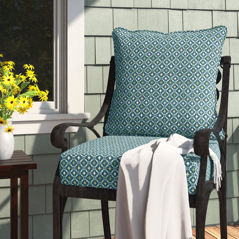 ARDEN Outdoor Lounge Chair 5.75" Cushion, Dark Blue/Red/White Floral, 5.75" H x 24" W x 24" D