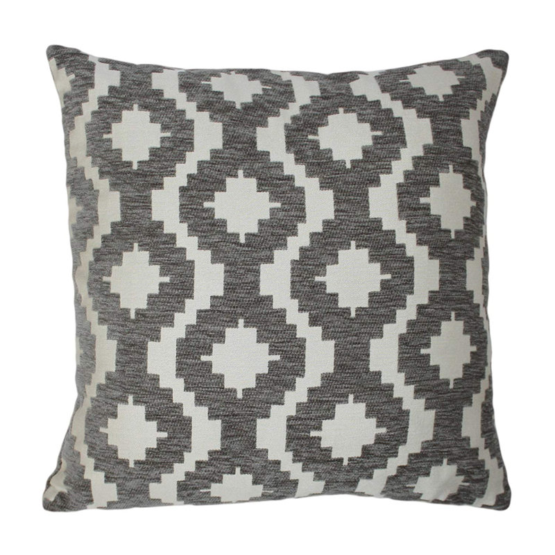 Theodosia Geometric Square Cushion, 43 x 43cm, Charcoal Grey