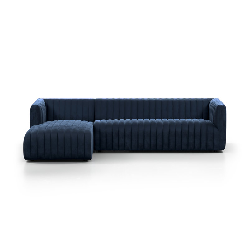 Augustine Chaise Sectional, Right Hand Facing, Orly Natural Velvet, 26" H X 126" W X 64" D