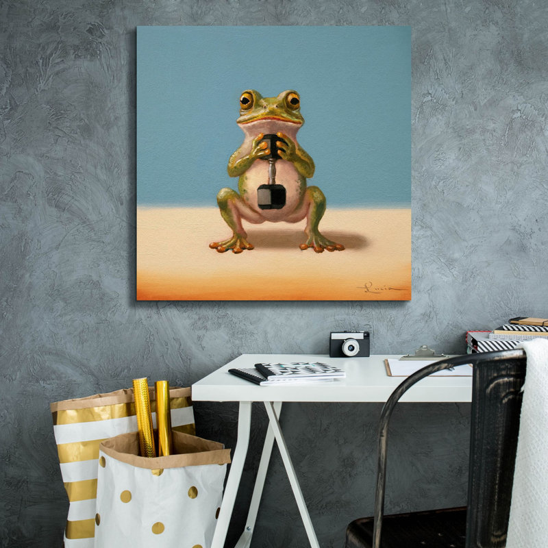  «Gym Frog Goblet Squat» par Lucia Heffernan, art mural sur toile, 26 po x 26 po, H 26 po x l 26 po