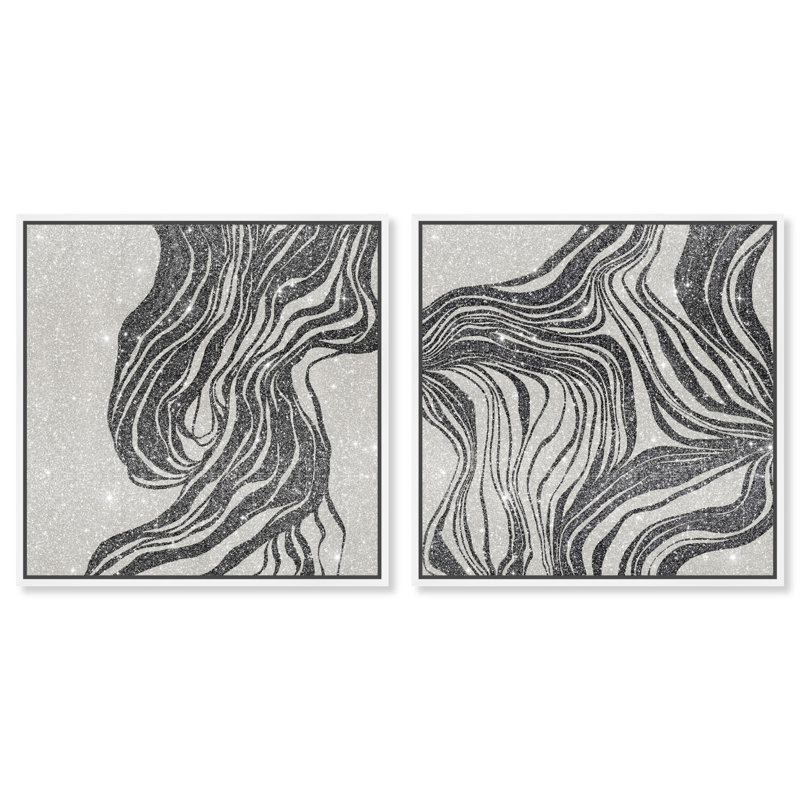 Emotional Set Canvas Abstract Print by Oliver Gal, Black Frame, 12 x 12, 25"H x 25"W, White Floater Frame