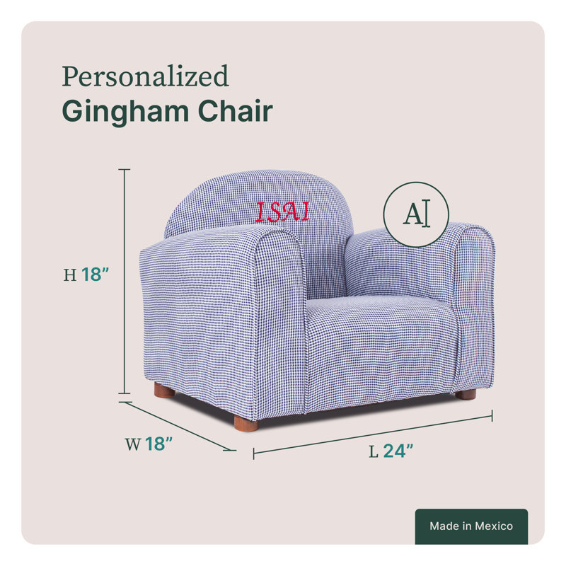 Fauteuil club personnalisé Keet, Gingham, Oui, Marine, Rouge
