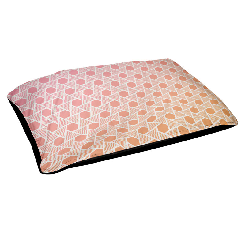 Coussin décoratif à triangles hexagonaux Rainbow, Grand (L 40 po x l 50 po), Rose/bleu, Utilisation intérieure / extérieure