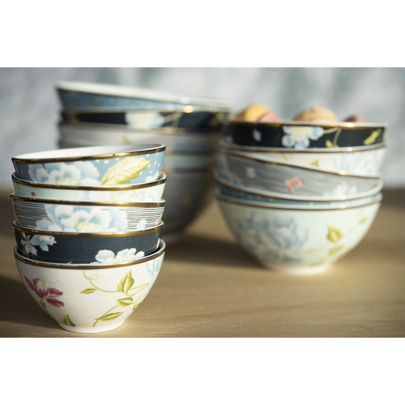 Heritage Blue and White Ceramic Cereal Bowls Set of 4
